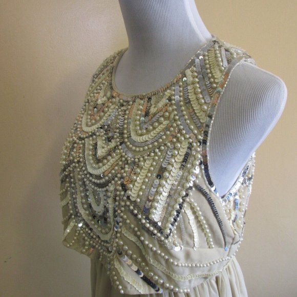 ASOS Maternity Formal Dress Chiffon Beaded - Picture 2 of 3